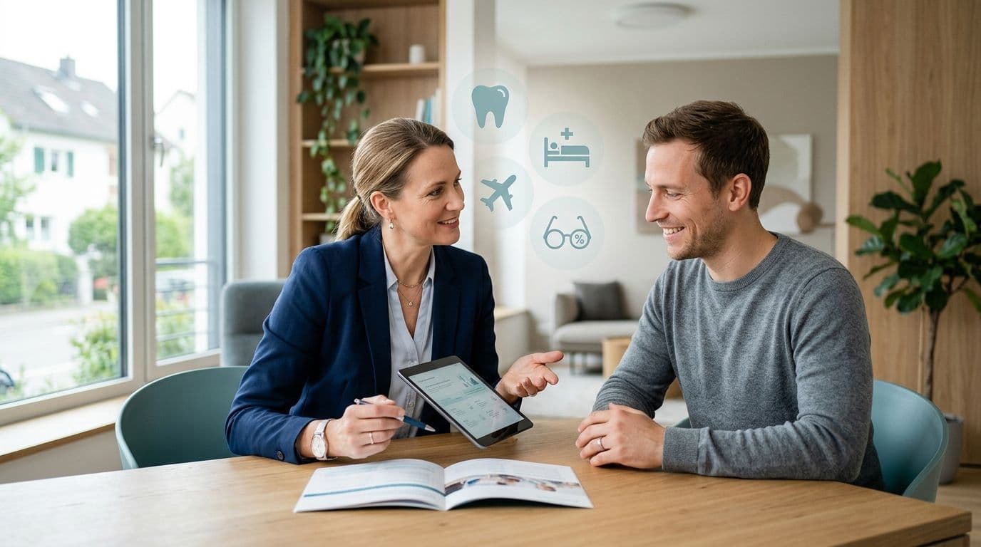Beratung in moderner Praxis – Krankenzusatzversicherung (Zahn, Krankenhaus, Reise, ambulant) bei TED